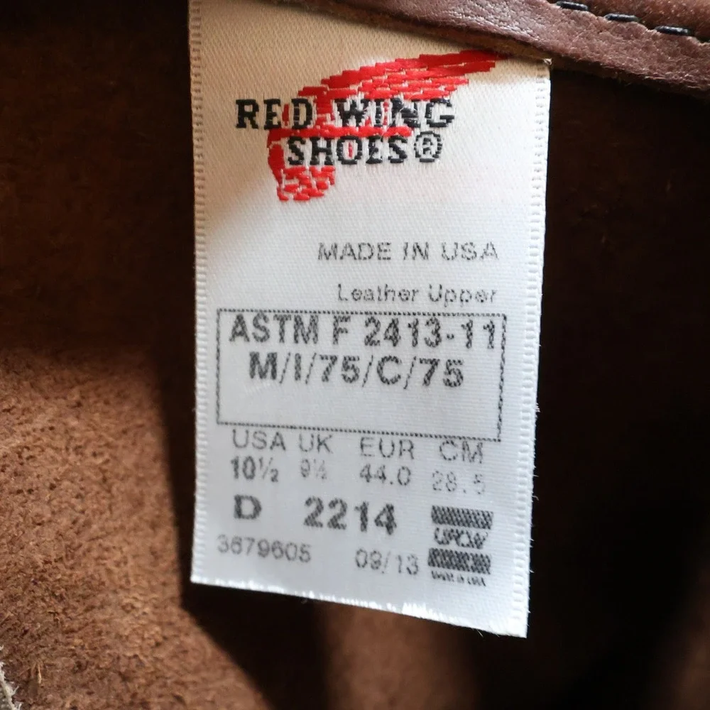 Red Wing Pecos Boots Mens 10.5 Brown Leather Pull On Safety Toe Work USA 2214